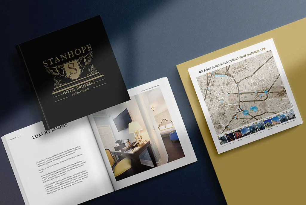 Mise en page pour un livre de chevet d'hôtel de luxe - réalisé par une graphiste freelance