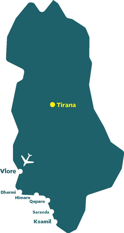 Albanie_carte_sud Aéroport de Vlore (vacances dans le sud de l’Albanie)