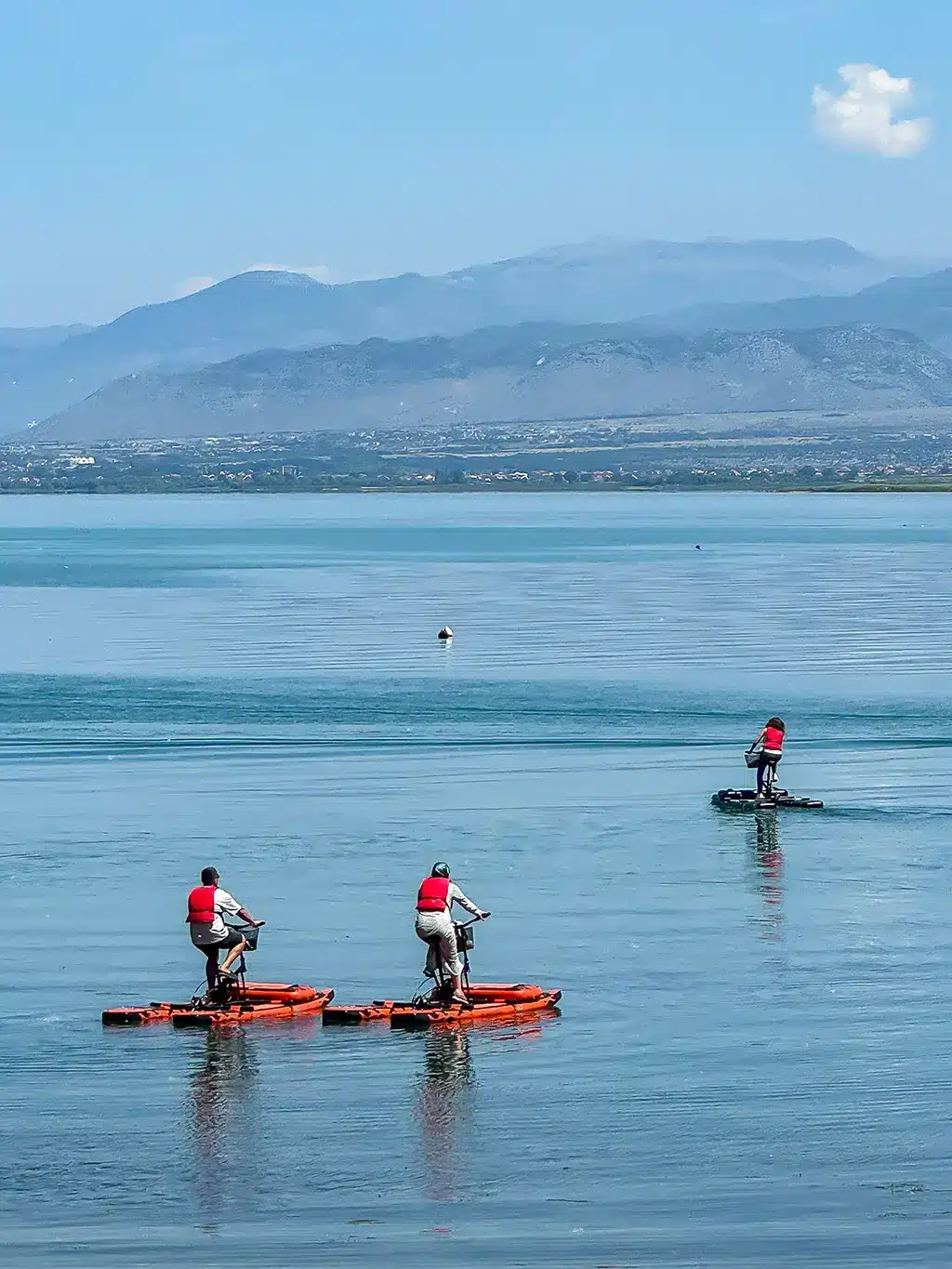 velo flottant sur le lac de shkoder
